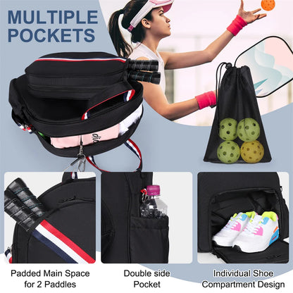 Multi-Sport Equipment Backpack Adjustable Paddle Bag for Pickleball Tennis & Racquetball Large Capacity Storage for Men & Women