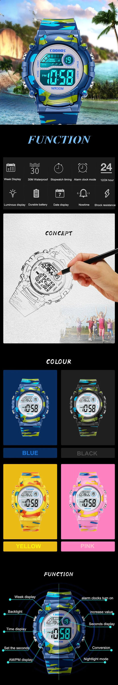 Sport Digital Watch for Kids