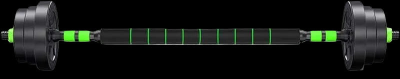 Detachable Metal dumbbell in green and black, showcasing different weights and a detachable design for versatile workouts.